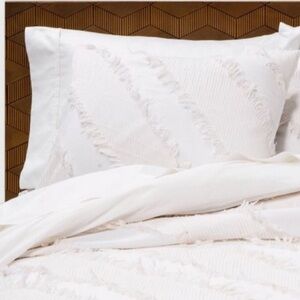 Opalhouse Diagonal Textured Standard Pillow Sham Boho Bedding White